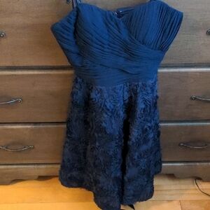 Aidan Mattox Navy Blue Midi Dress